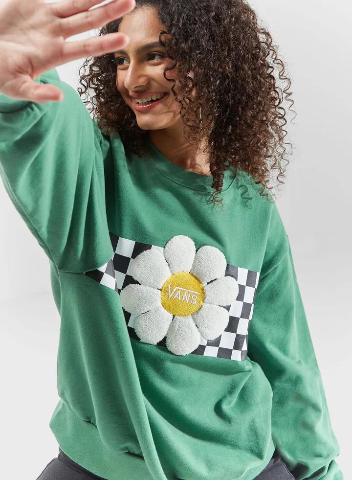 Oversized Floral Printed Sweatshirt