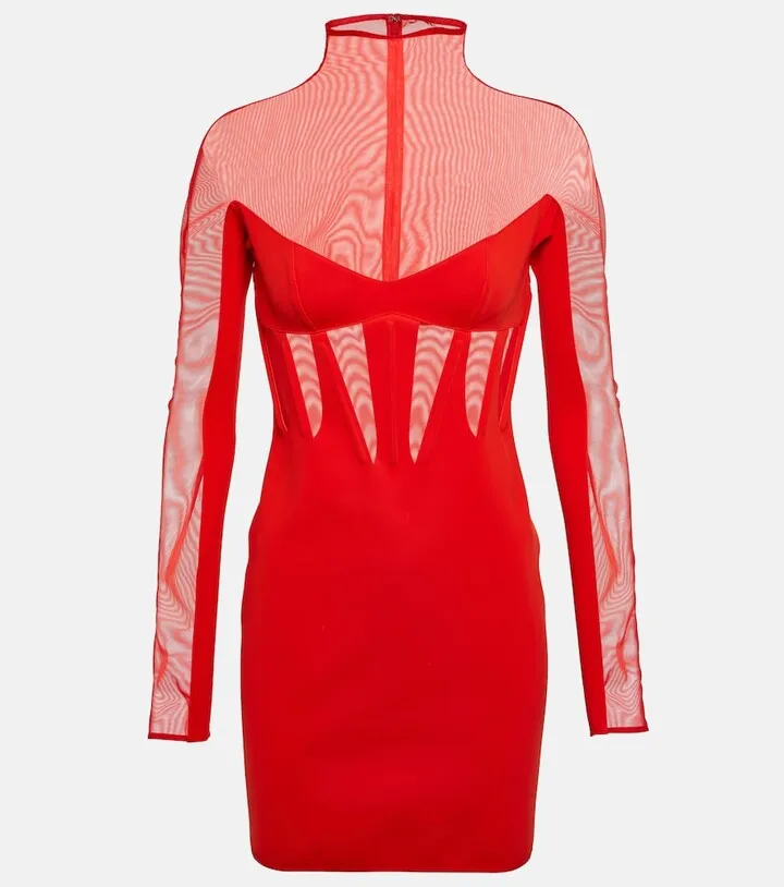 Tulle-trimmed minidress