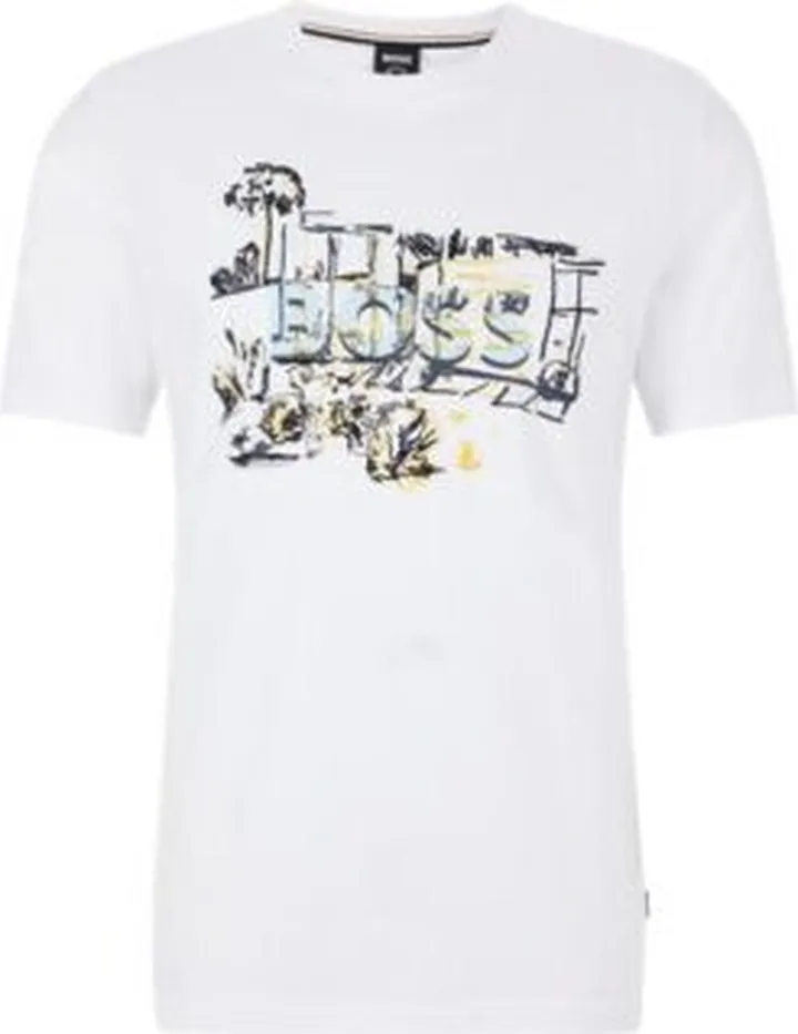 Cotton-jersey T-shirt with hand-drawn artwork