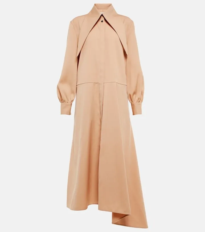 Asymmetric virgin wool shirt dress
