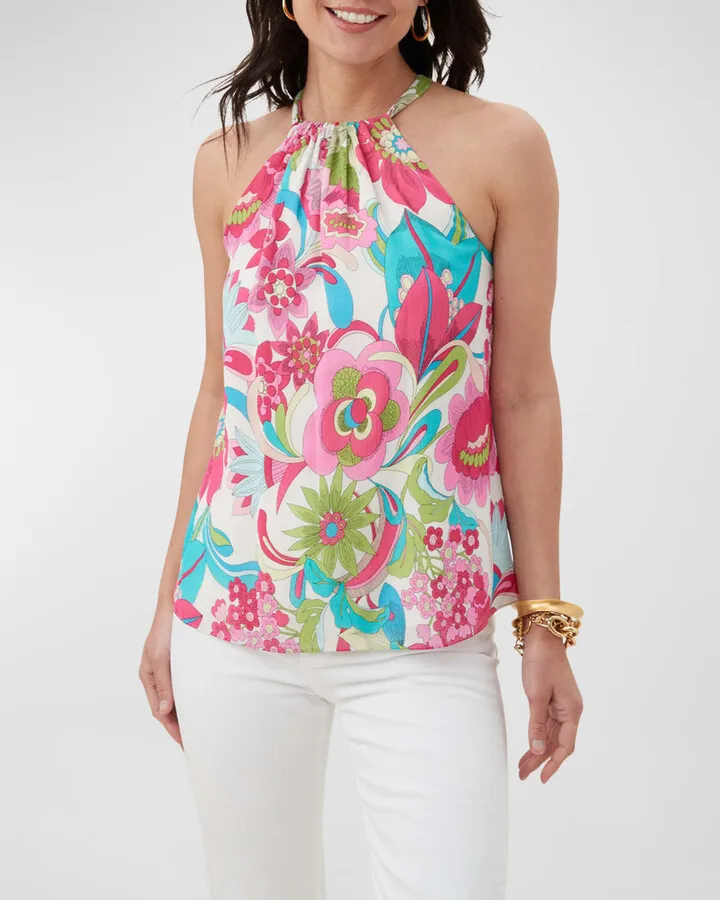 Rancho Floral-Print Halter Top