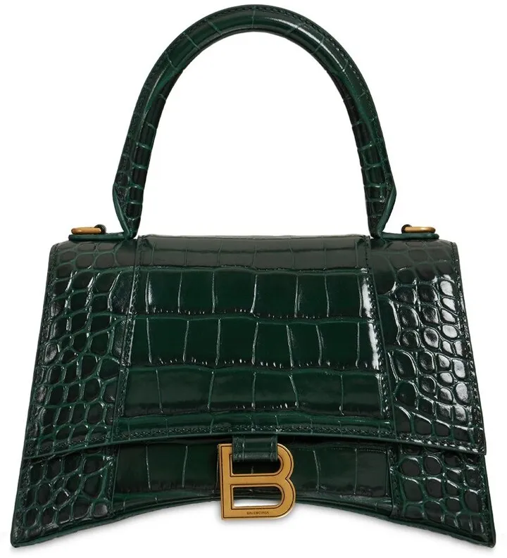 Hourglass croc embossed leather bag