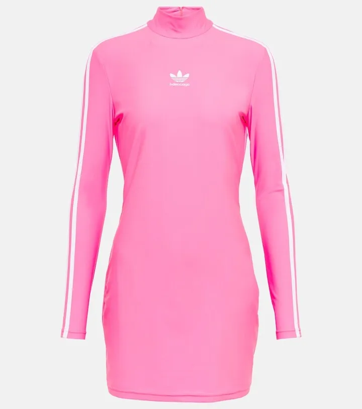 x Adidas logo mockneck minidress