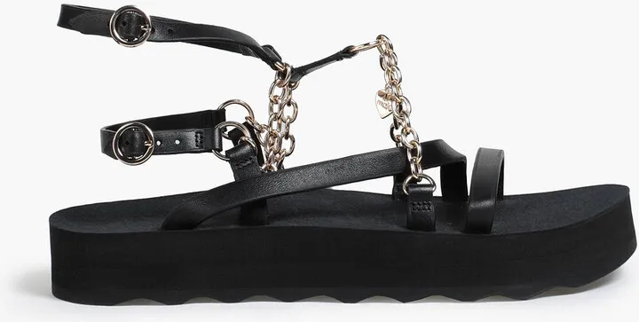 Frankie chain-trimmed leather platform sandals