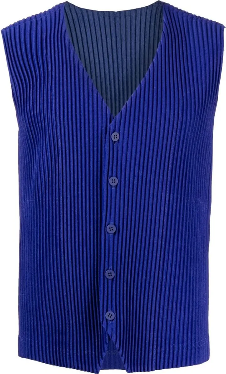 pleated V-neck vest