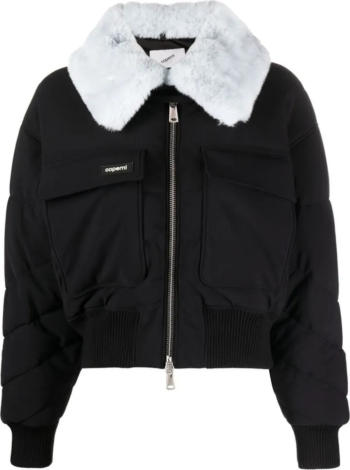 Faux-Fur Collar Bomber Jacket