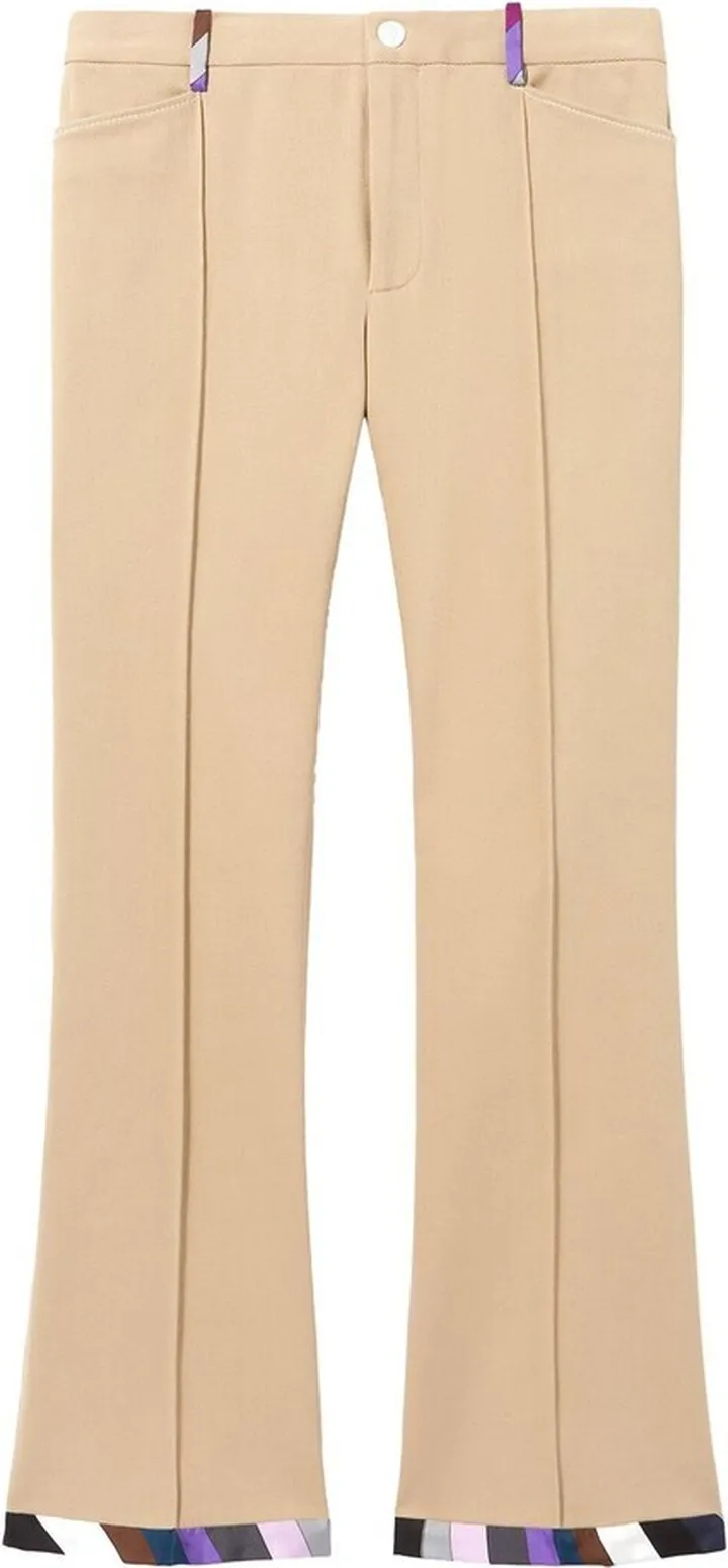 Iride-print contrast trim cropped trousers