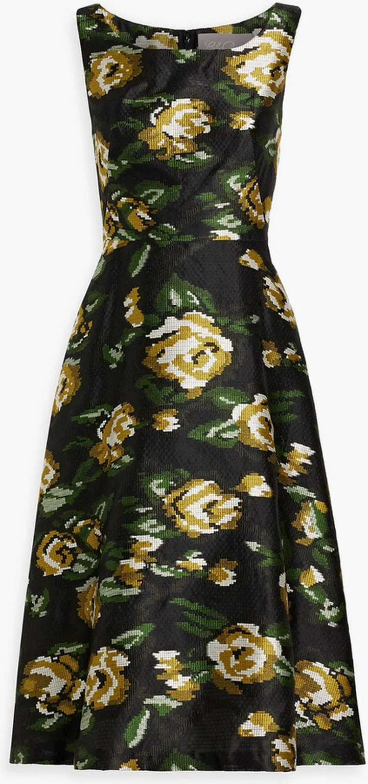 Floral-print fil coupé dress