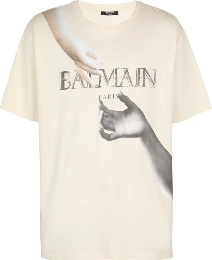 statue-print cotton T-shirt