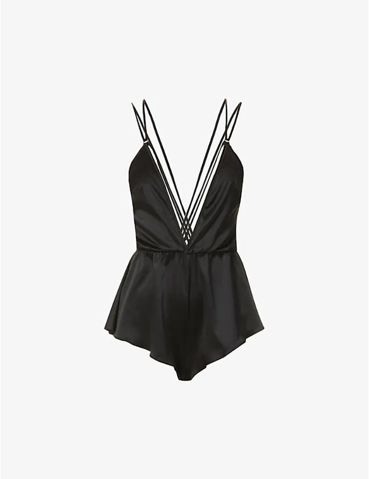 Womens Black lyph V-neck tretch-silk Chemise