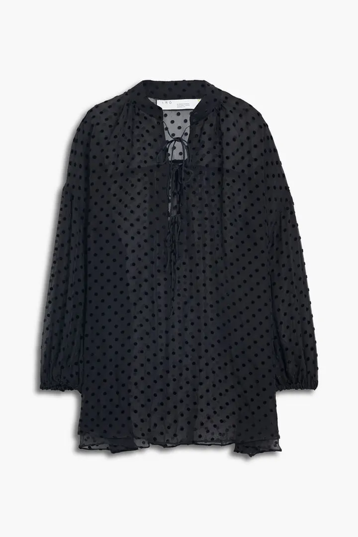 Circe flocked silk-blend chiffon blouse