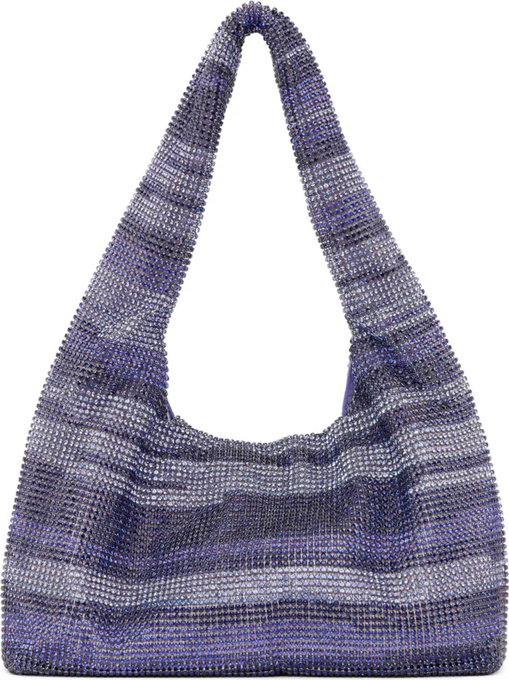 KARA Purple Mini Crystal Mesh Shoulder Bag