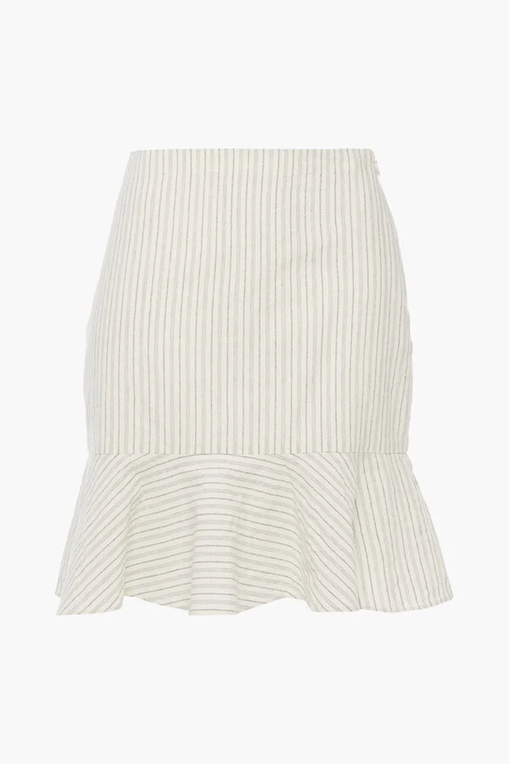 Natty fluted striped cotton-gauze mini skirt