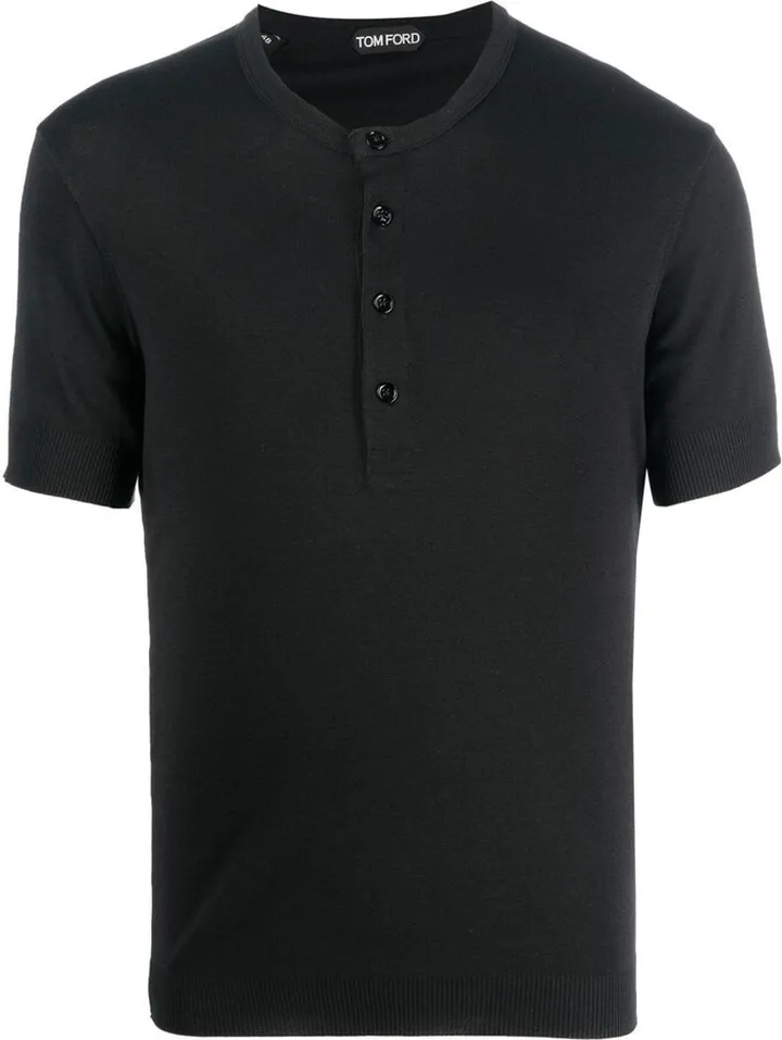 round-neck button-fastening T-Shirt