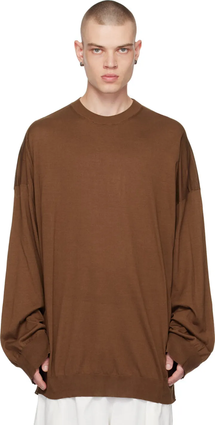Hed Mayner Brown Crewneck Long Sleeve T-Shirt