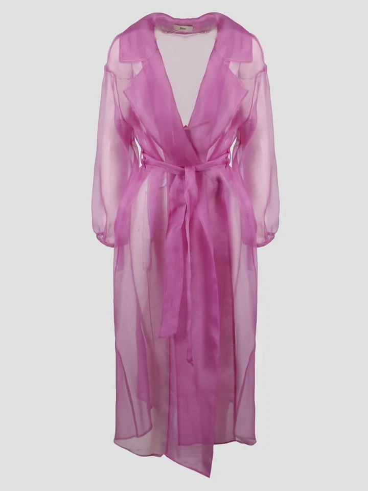Veiled Silk Trench Coat