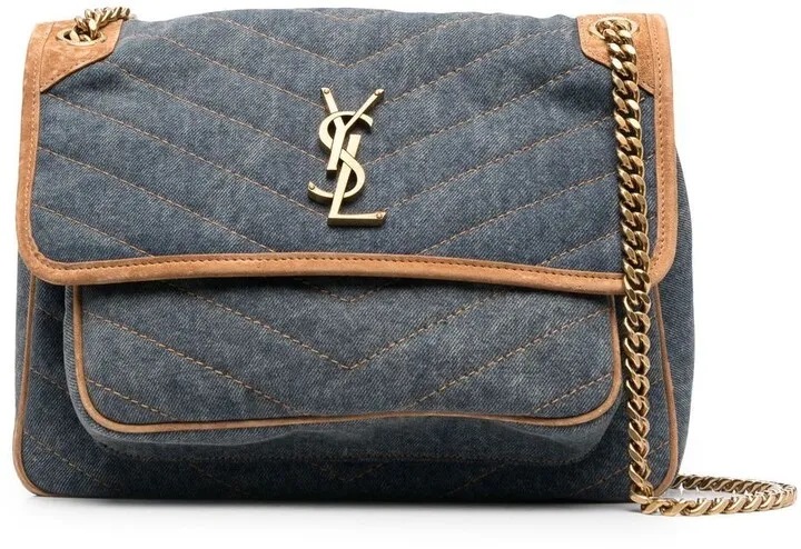 Niki quilted denim shoulder bag