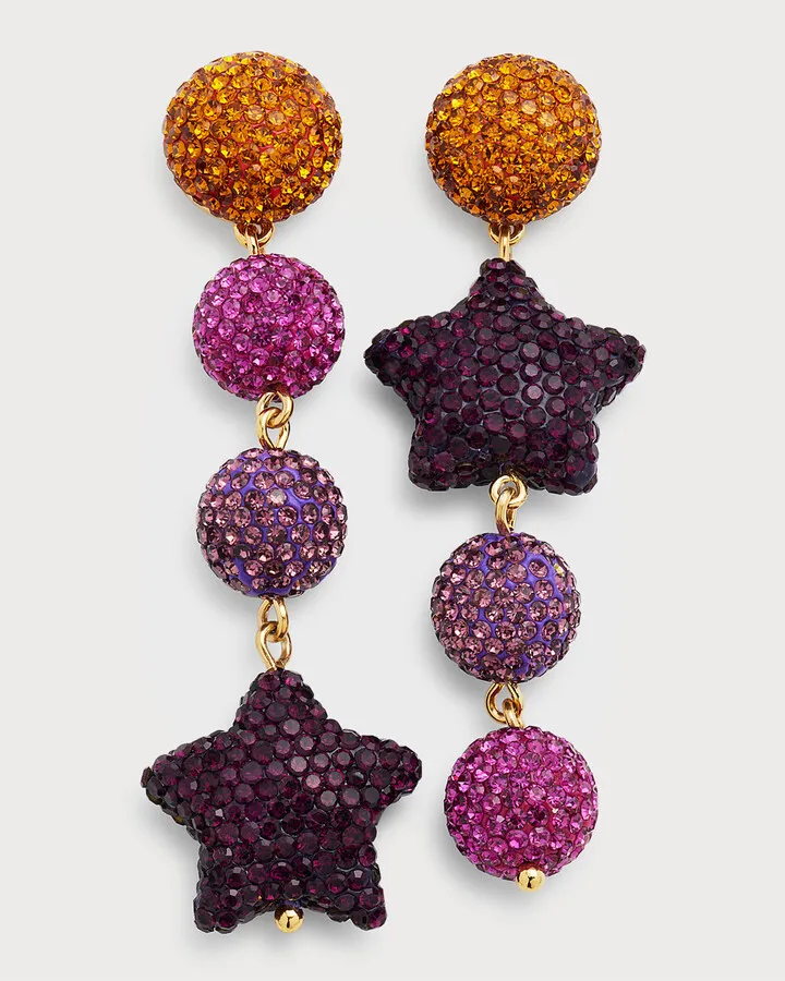 Pave Star Linear Earrings