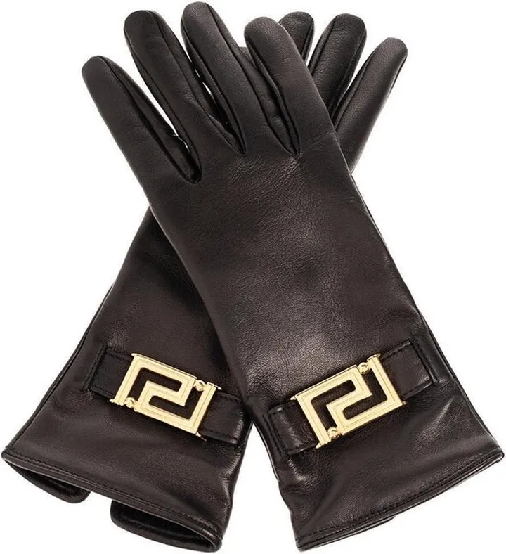 Versace Greca-Plaque Leather Gloves