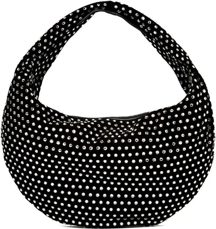 Black Olivia Medium Crystal-Embellished Shoulder Bag