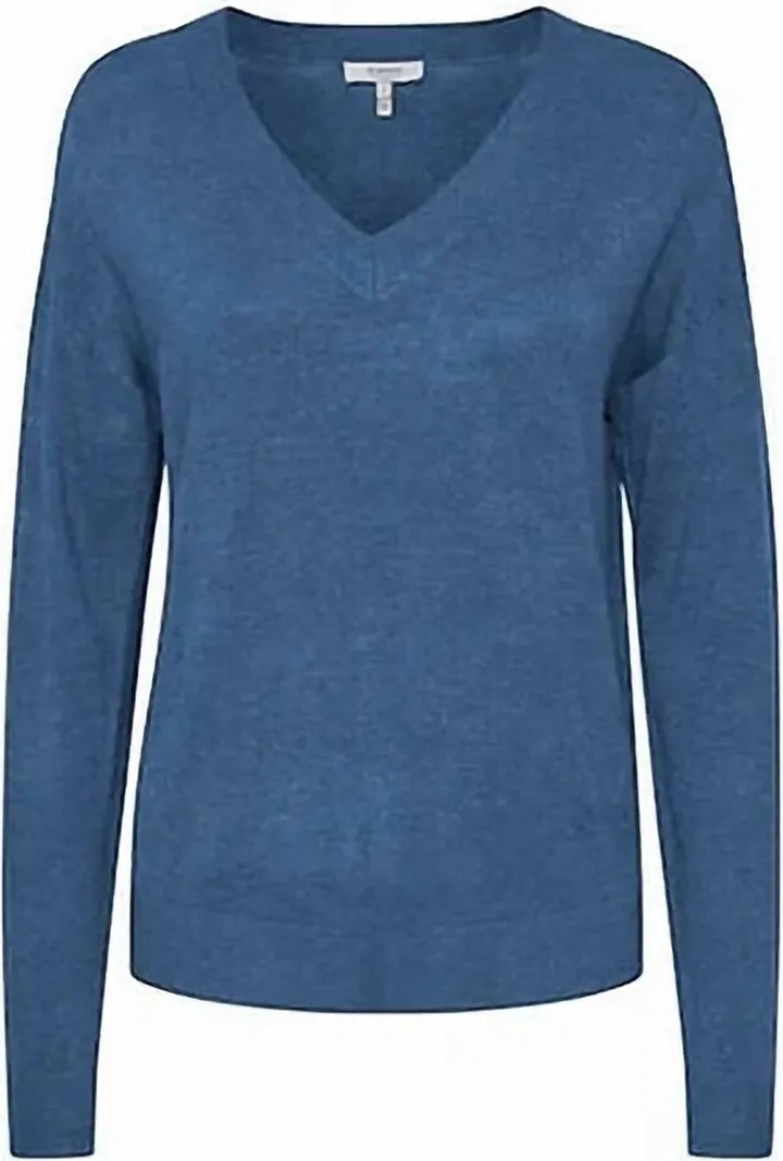 V Neck Sweater in Strong Blue