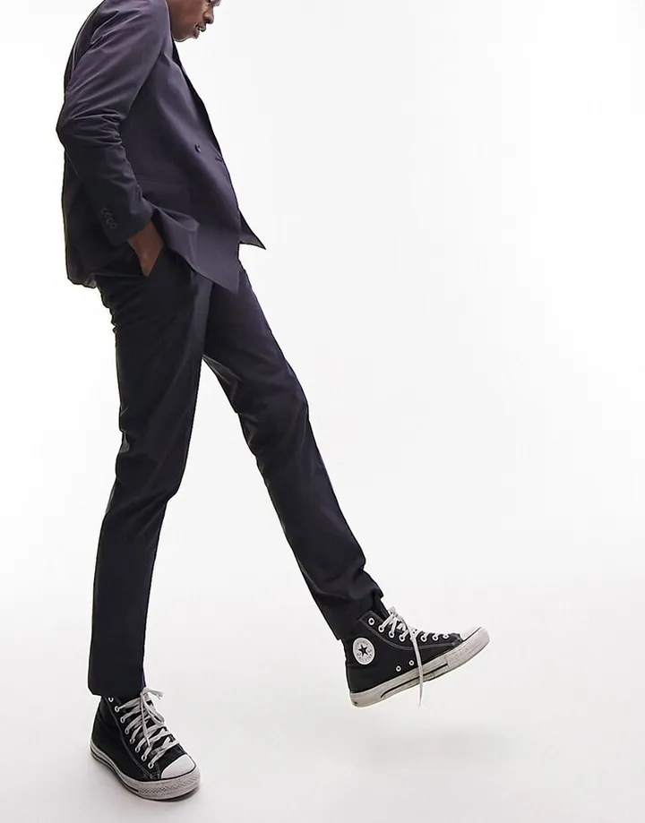 Topman slim suit pants in navy