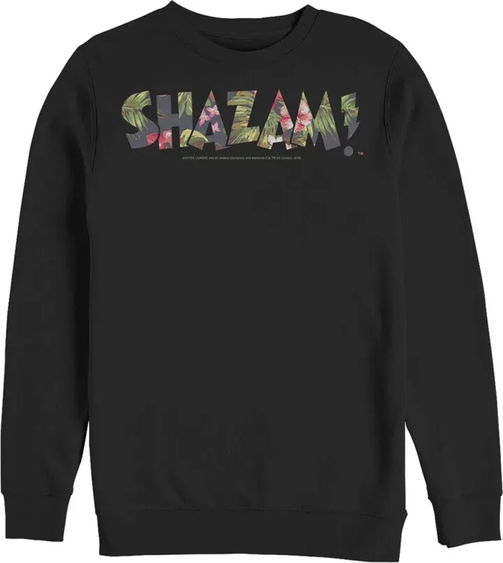 Men's Justice League Shazam Tropical Logo Sweatshirt - Black - 3X Large