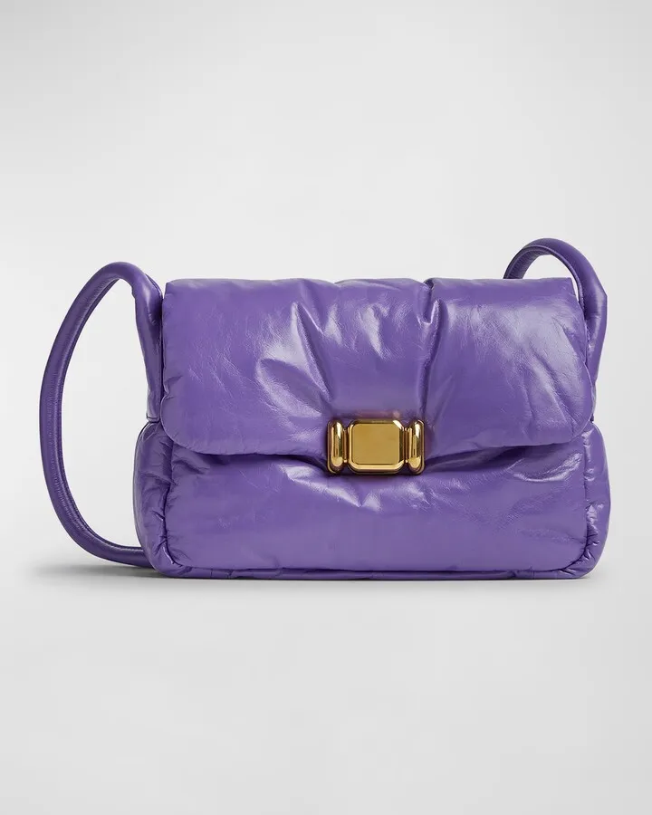 Puffy Flap Leather Shoulder Bag