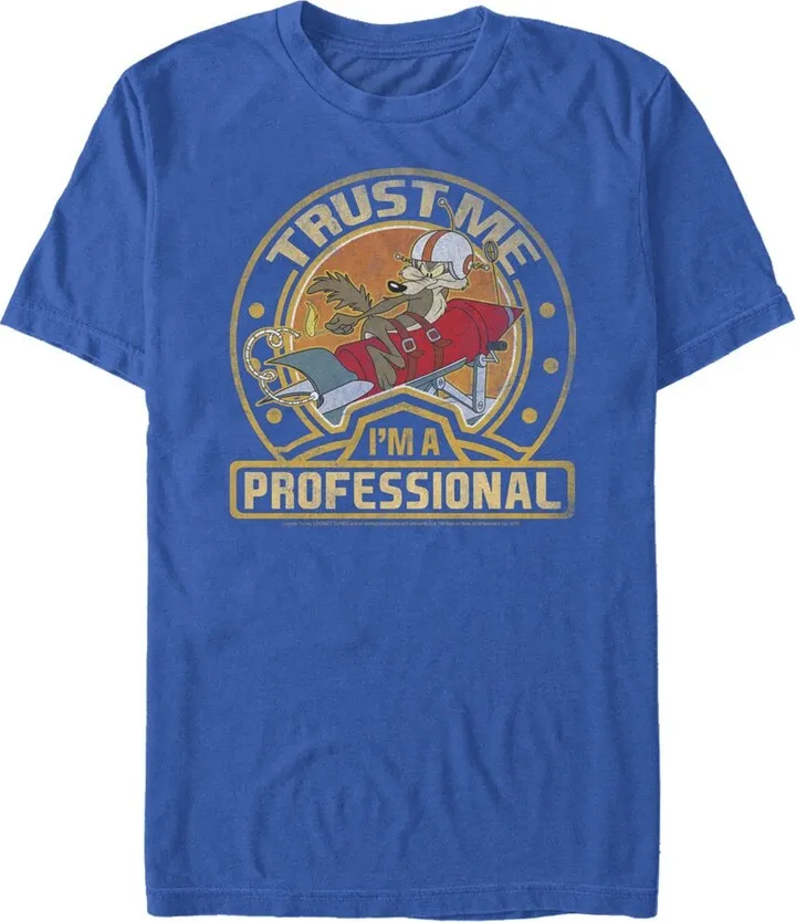 Men's Looney Tunes Wile E. Coyote Professional T-Shirt - Royal Blue - Small