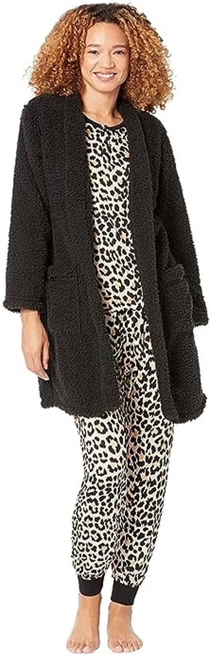 Kate Spade New York Sherpa Fleece Robe (Black) Women's Robe