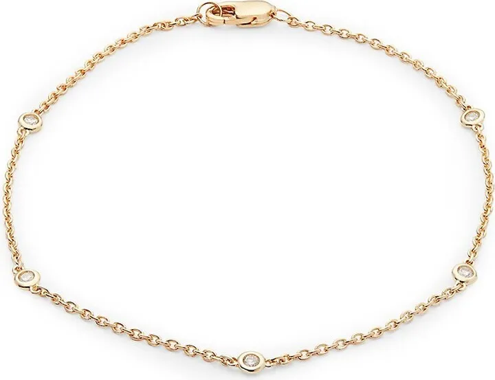 14K Yellow Gold & Diamond Station Bracelet
