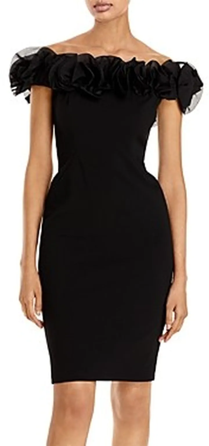 Aidan Mattox Ruffled Off-the-Shoulder Dress