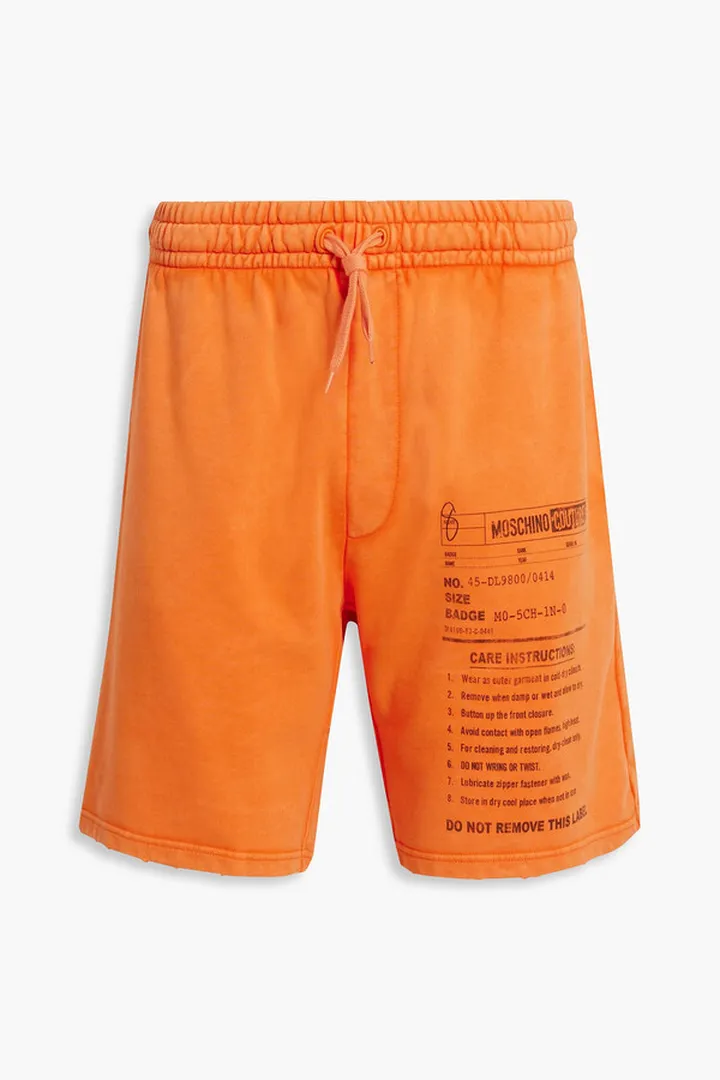 Printed French cotton-terry drawstring shorts