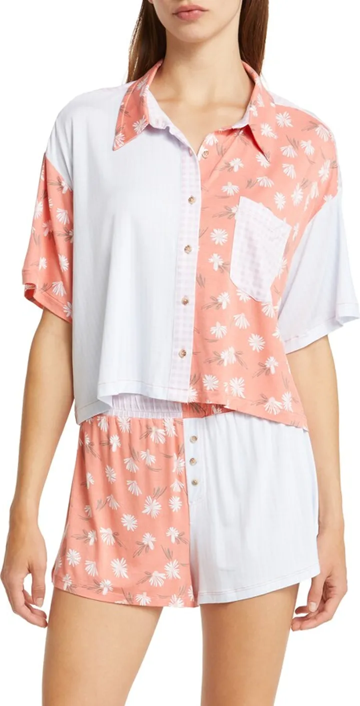Set Free Floral Colorblocked Short Pajamas