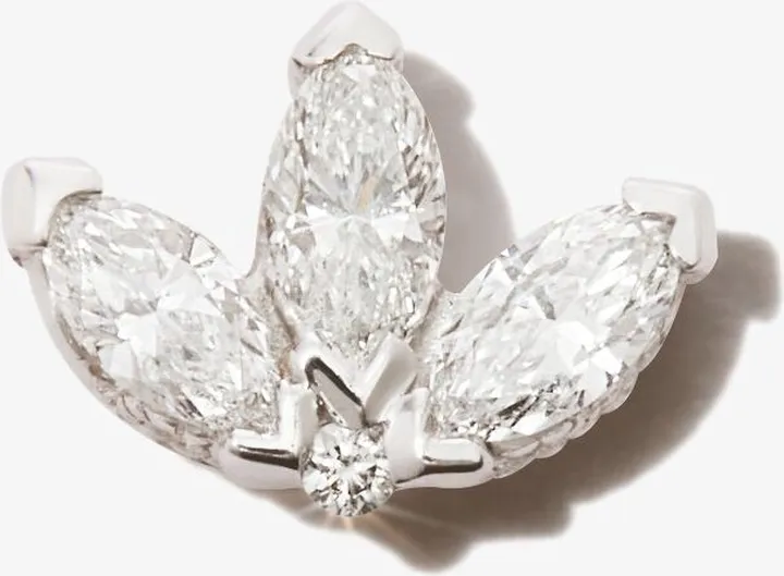 18K White Gold Lotus Diamond Earring