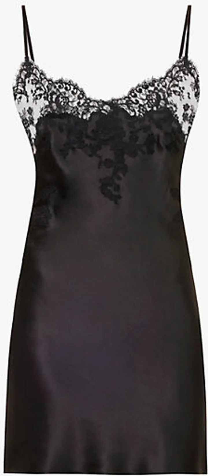 Womens Noir Pearl Lace-embellished Silk Mini Nightdress