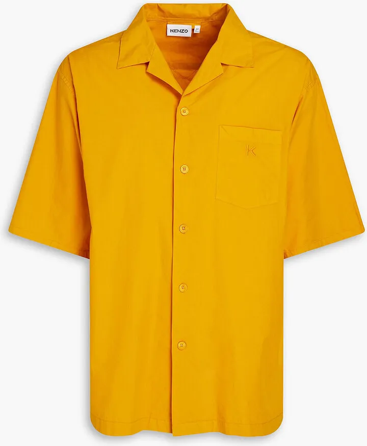 Oversized logo-embroidered cotton-poplin shirt