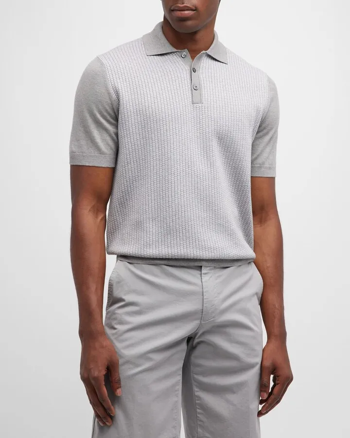 Men's Micro-Geometric Polo Shirt