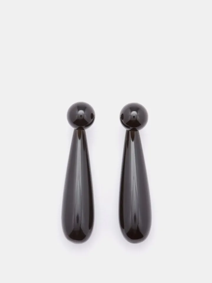 Angelika Small Onyx And Sterling Silver Earrings