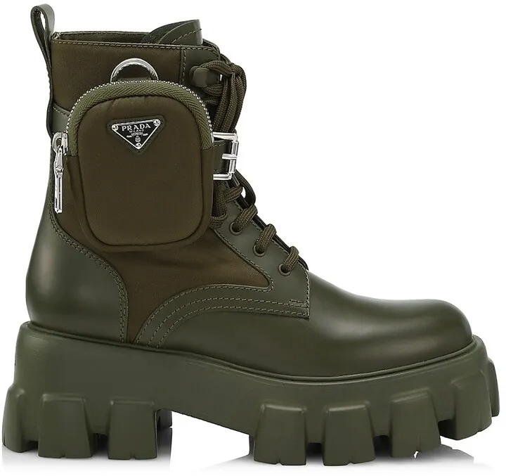 Monolith Leather & Nylon Lug-Sole Combat Boots