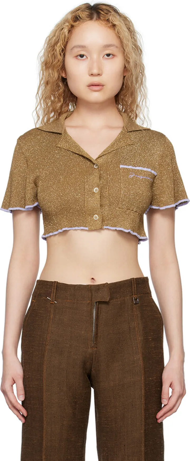 Jacquemus Brown Le Raphia 'Le Haut Brilho' Polo