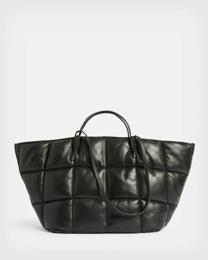 Nadaline Leather Quilted Tote Bag - Black