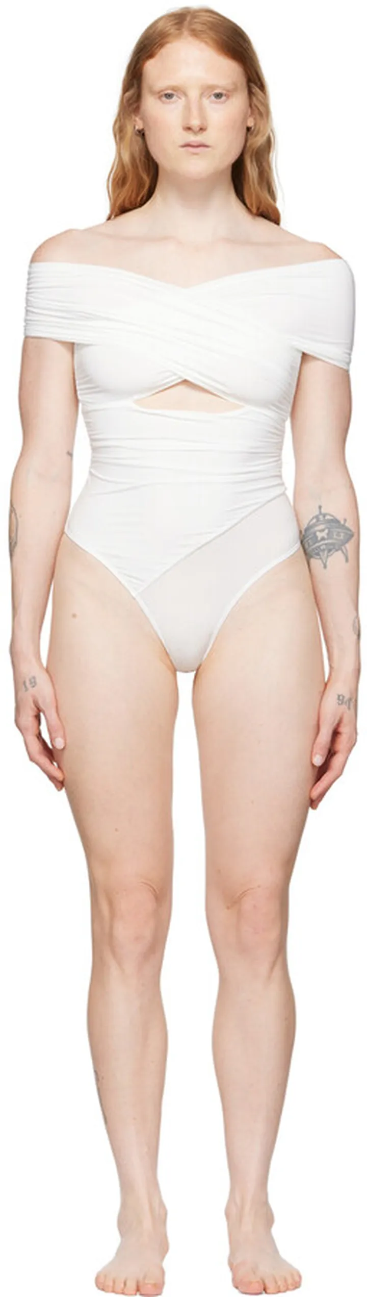 Fleur du Mal White Criss Cross Bodysuit