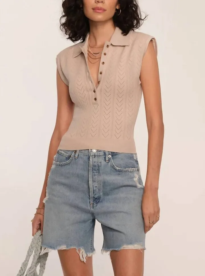 Alice Polo Top in Buff