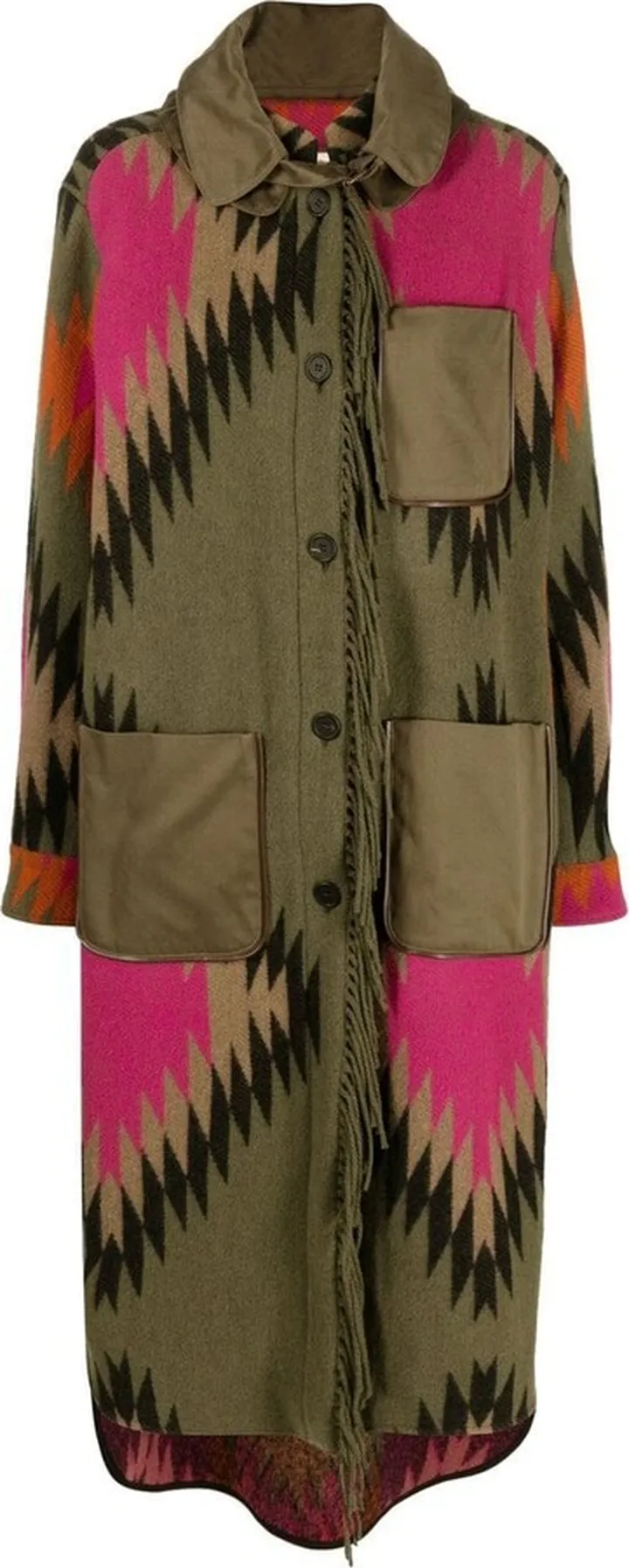 Graphic-Print Single-Breasted Coat