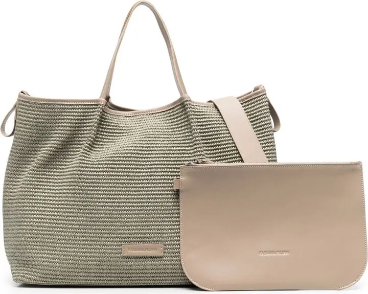 Logo-Patch Woven Tote Bag