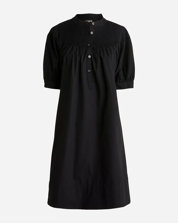 Tall short-sleeve mini shirtdress in cotton poplin