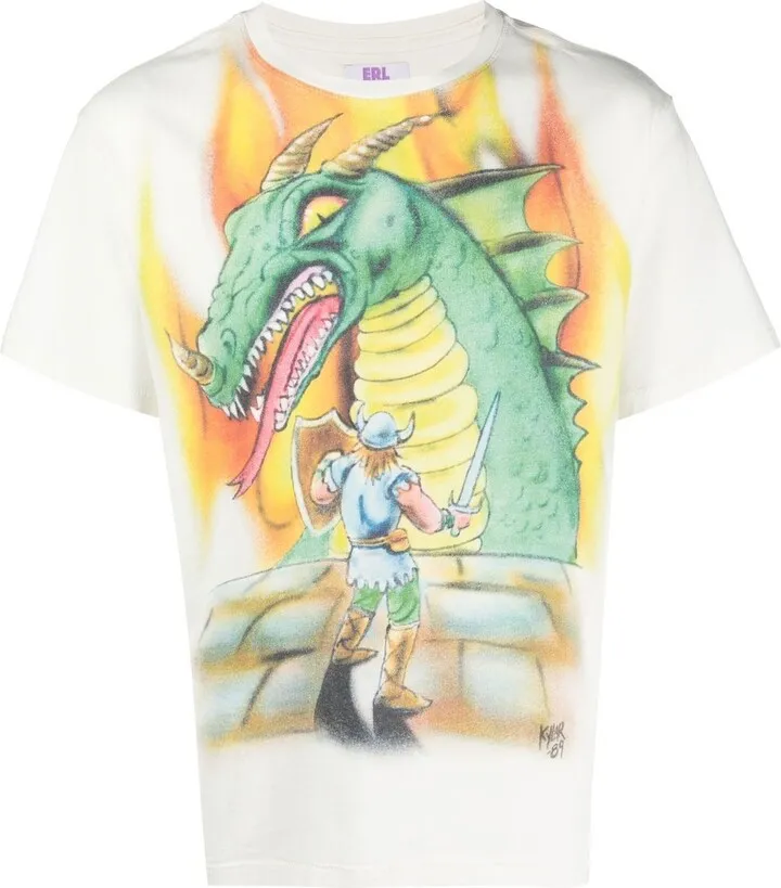 ERL- Dragon Print Cotton T-shirt