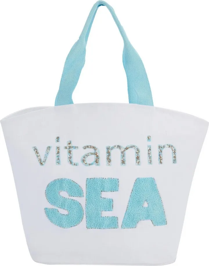 Mina Victory Vitamin Sea White Beach Tote Bag