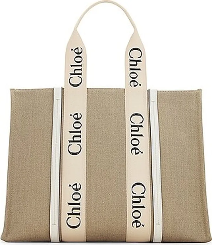 Chloe Large Woody Tote Bag in Beige
